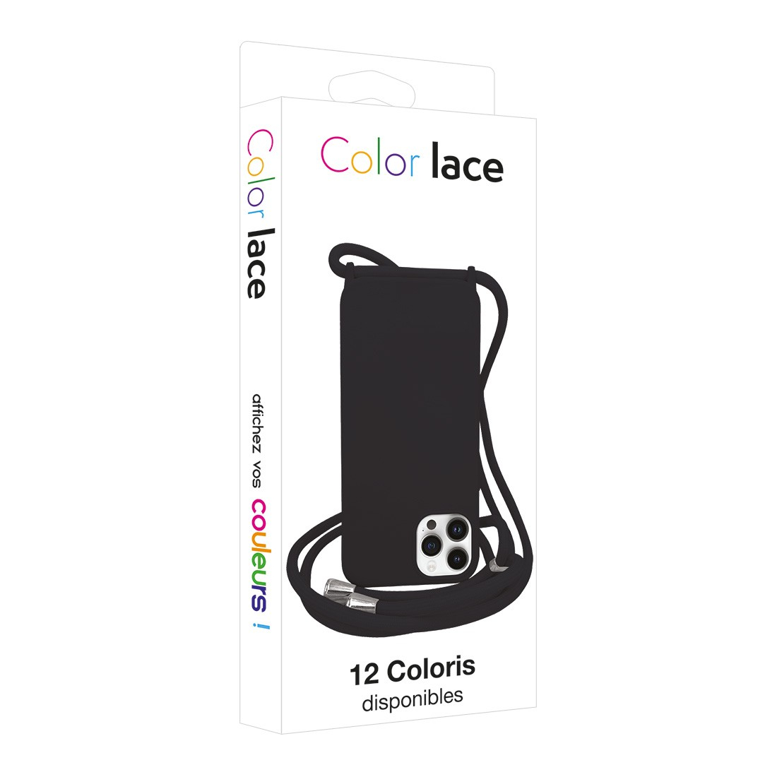 Coque premium + lacet Color lace pour iphone 13 Pro Max - Noir