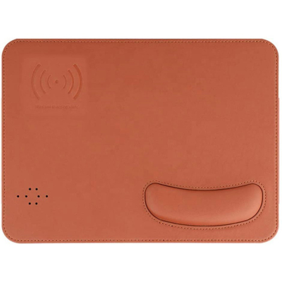 Tapis de souris en Cuir végétal avec chargeur à induction - Marron
