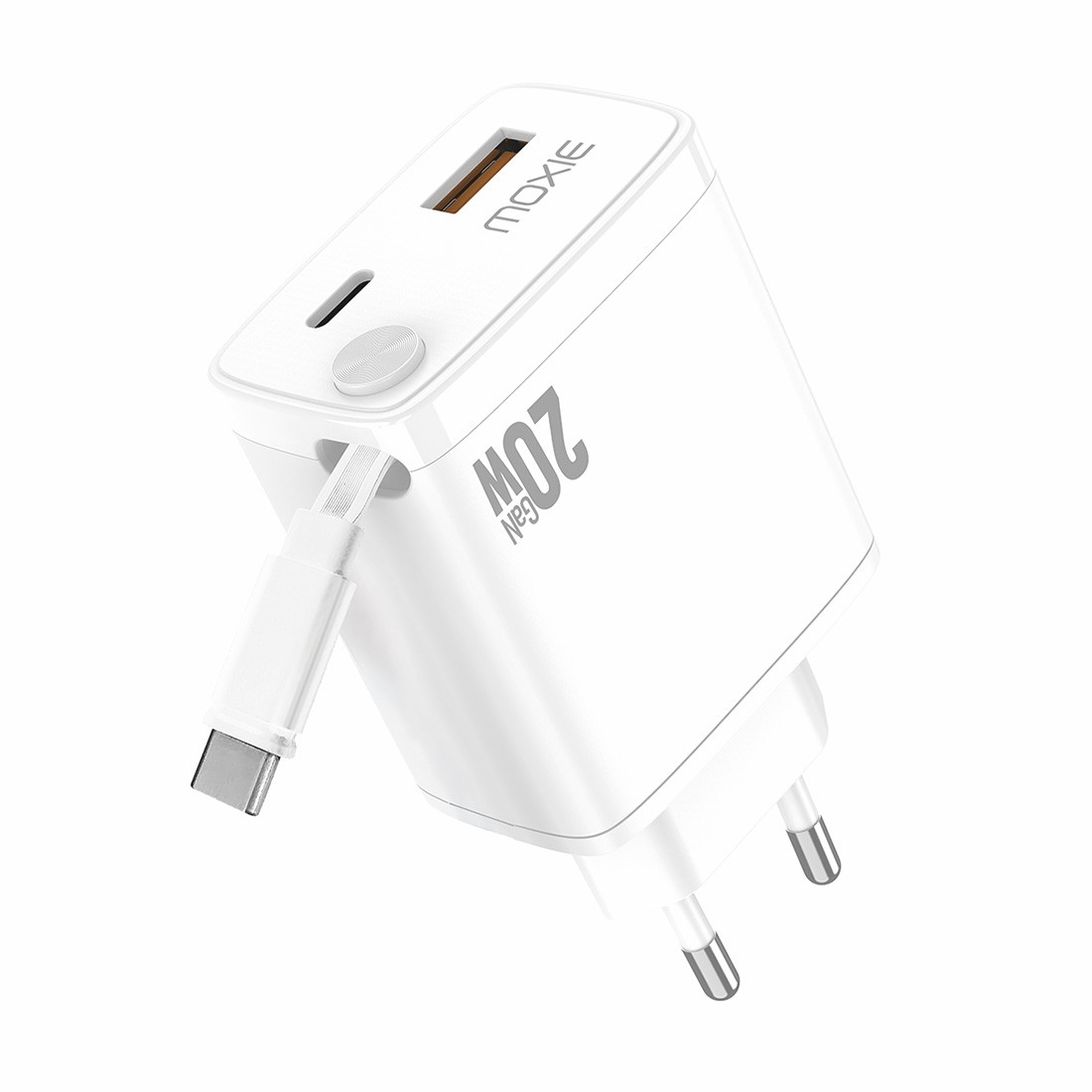 Chargeur secteur 20W Power Delivery avec câble Type-C rétractable