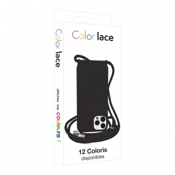 Coque premium + lacet Color lace pour iphone 16 Pro - noir