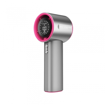 Ventilateur Turbo Fan Batterie 4000 mah couleur Gris/Cercle Rose