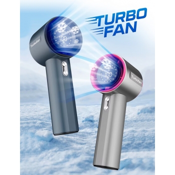 Ventilateur Turbo Fan Batterie 4000 mah couleur Gris/Cercle Rose