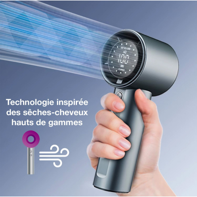 Ventilateur Turbo Fan Batterie 4000 mah couleur Gris/Cercle Rose