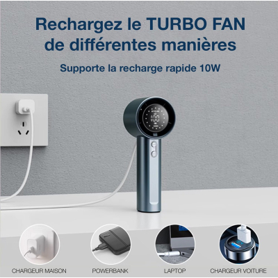Ventilateur Turbo Fan Batterie 4000 mah couleur Bleu Foncé