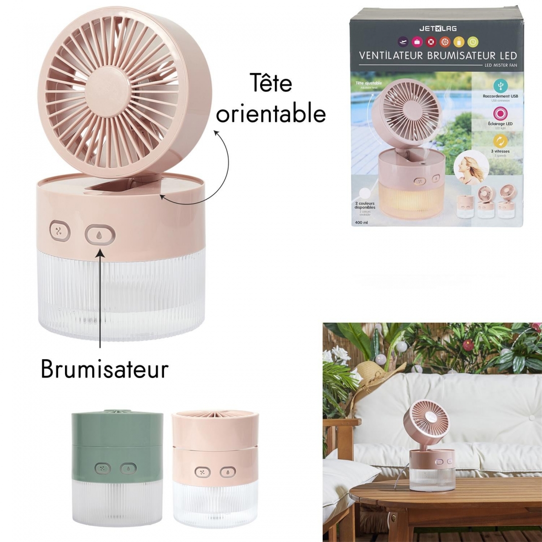 Ventilateur Brumisateur USB à LED Orientable