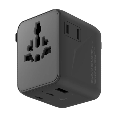 Adaptateur de voyage universel 1 port USB-A + 4 ports Type-C 20W - Noir