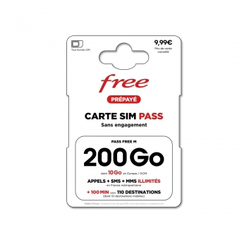 Carte Sim Pass sans engagement FREE 200GO