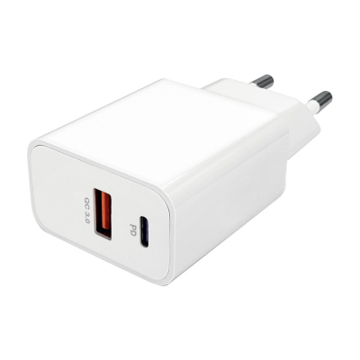 Chargeur secteur 20W Power Delivery 1 sortie USB-C + 1 USB-A - Sous packaging