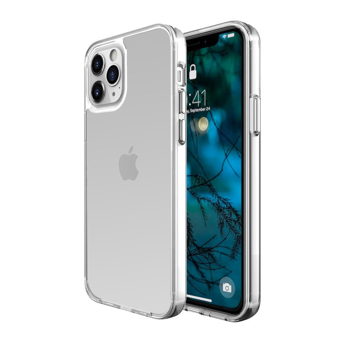 Moxie Coque renforcée transparente iPhone 12 Pro Max - Coque en TPU  Anti-chocs avec boutons de couleur - Argent