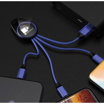 Porte clef lumineux avec câble data 3en1 - Bleu