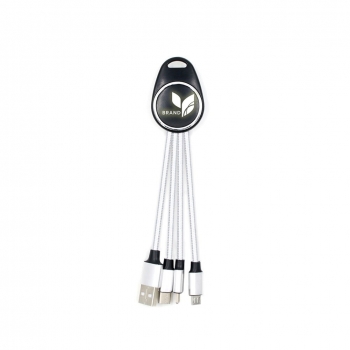 Porte clef Led avec câble data 3en1 - blanc
