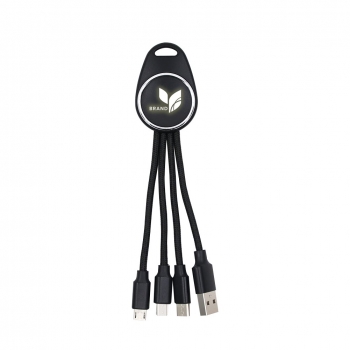 Porte clef Led avec câble data 3en1 - noir