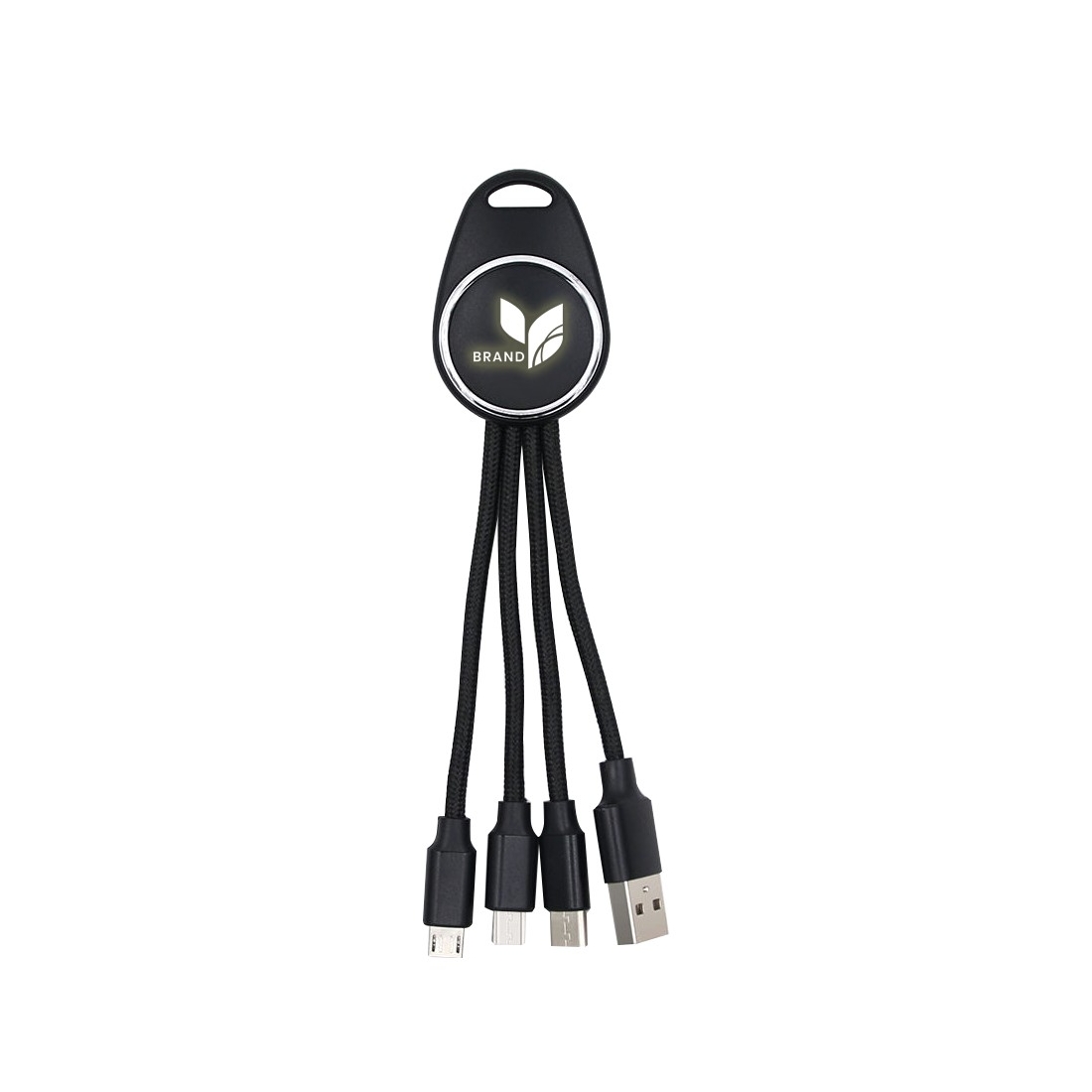 Porte clef Led avec câble data 3en1 - noir