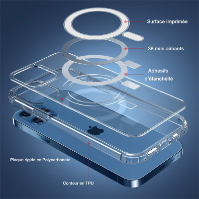 Coque transparente renforcée compatible Magsafe pour iphone 17 Pro