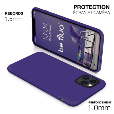 Coque Silicone Moxie BeFluo Fine et Légère pour iPhone 17, Intérieur Microfibre - Violet