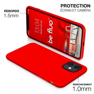 Coque Silicone Moxie BeFluo Fine et Légère pour iPhone 17, Intérieur Microfibre - Rouge