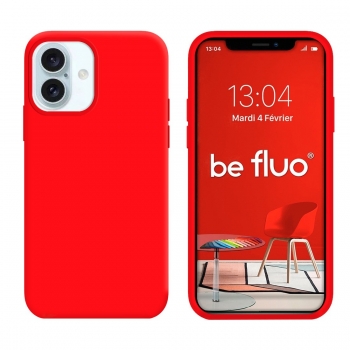Coque Silicone Moxie BeFluo Fine et Légère pour iPhone 17, Intérieur Microfibre - Rouge