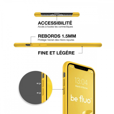 Coque Silicone Moxie BeFluo Fine et Légère pour iPhone 17, Intérieur Microfibre - Jaune