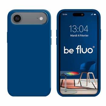 Coque Silicone Moxie BeFluo Fine et Légère pour iPhone 17 Air, Intérieur Microfibre - Bleu marine
