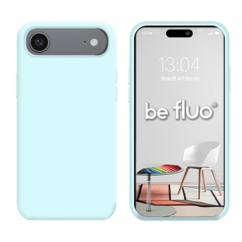 Coque Silicone Moxie BeFluo Fine et Légère pour iPhone 17 Air, Intérieur Microfibre - Bleu glacier