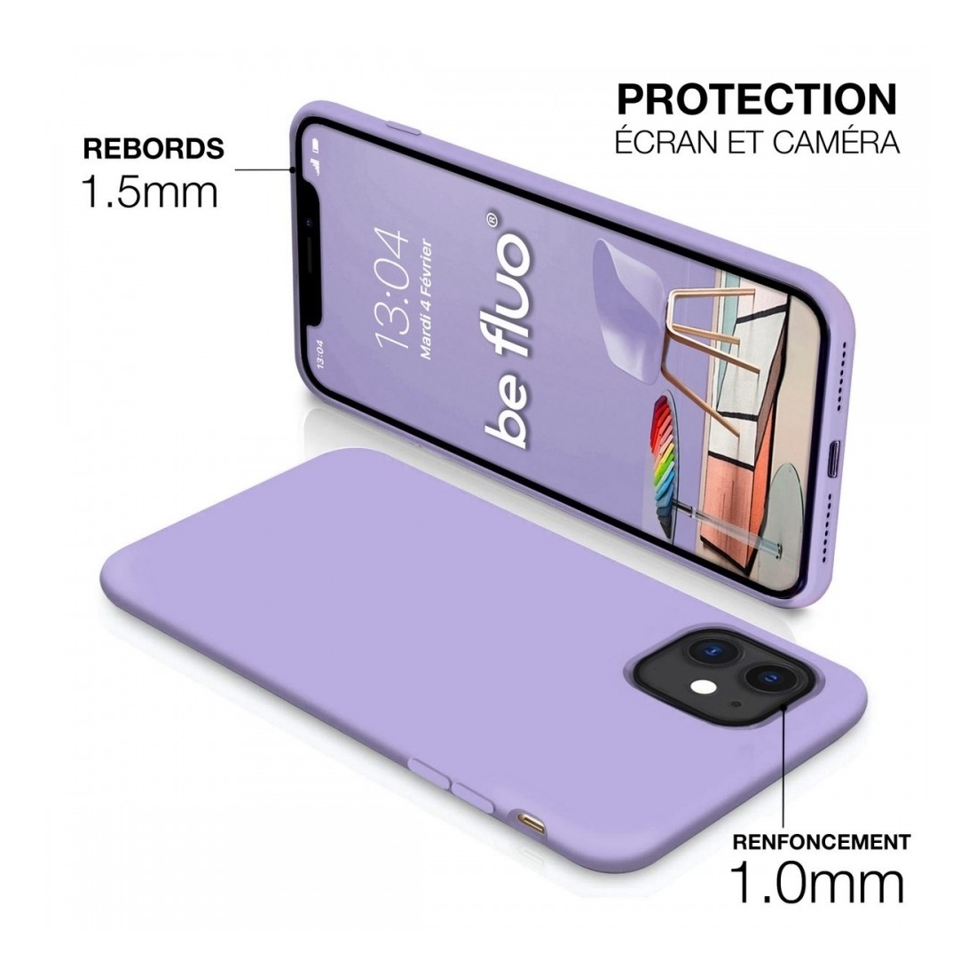 Coque Silicone Moxie BeFluo Fine et Légère pour iPhone 17 Air, Intérieur Microfibre - Lilas