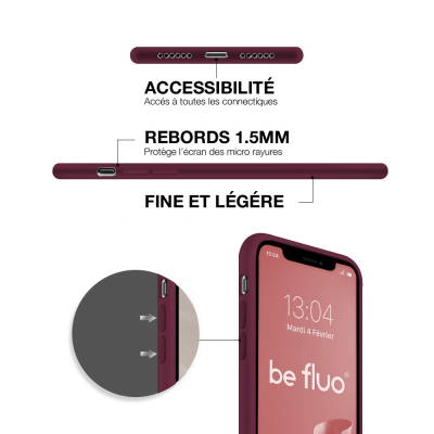 Coque Silicone Moxie BeFluo Fine et Légère pour iPhone 17 Air, Intérieur Microfibre - Lie de vin