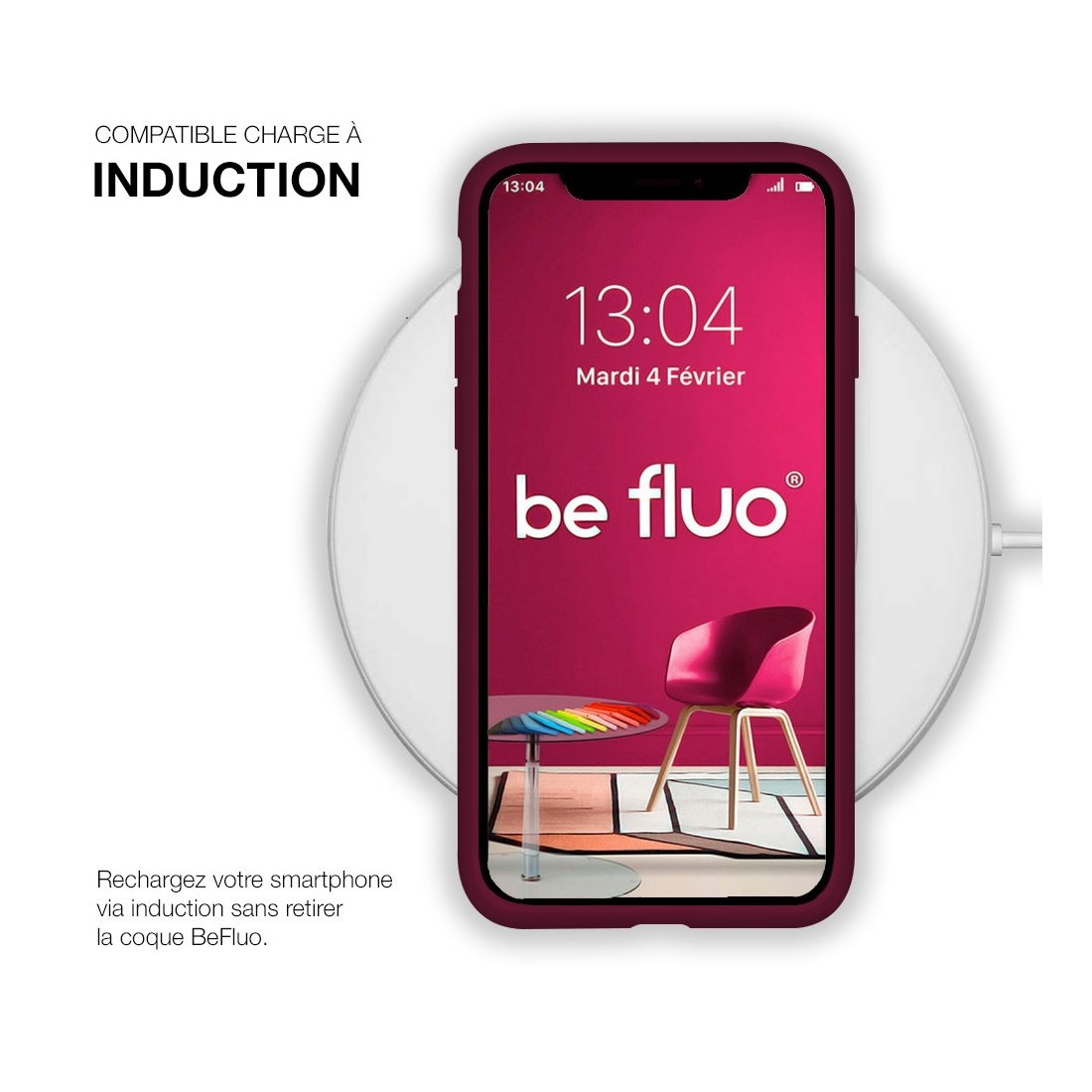 Coque Silicone Moxie BeFluo Fine et Légère pour iPhone 17 Air, Intérieur Microfibre - Lie de vin
