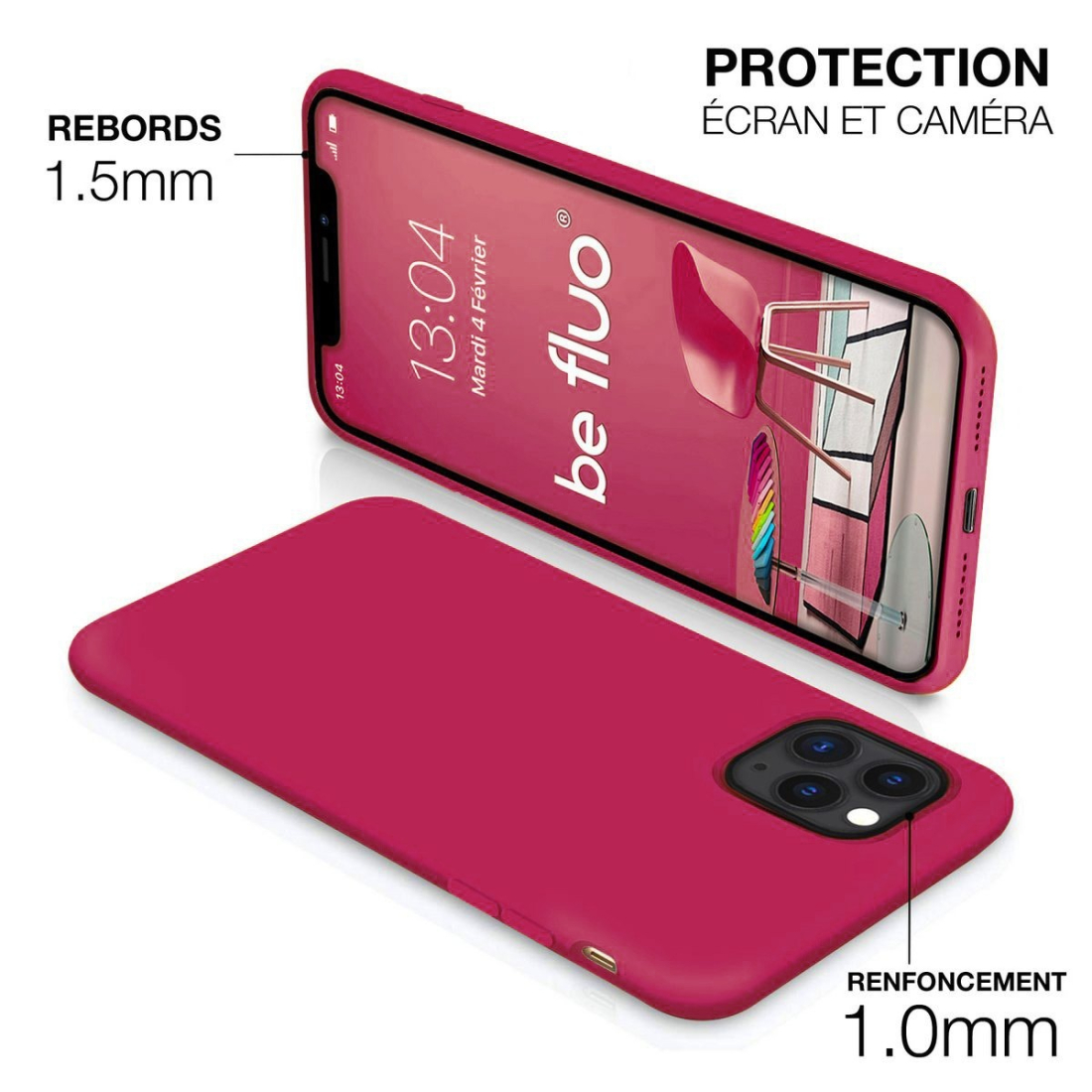 Coque Silicone Moxie BeFluo Fine et Légère pour iPhone 17 Air, Intérieur Microfibre - Framboise