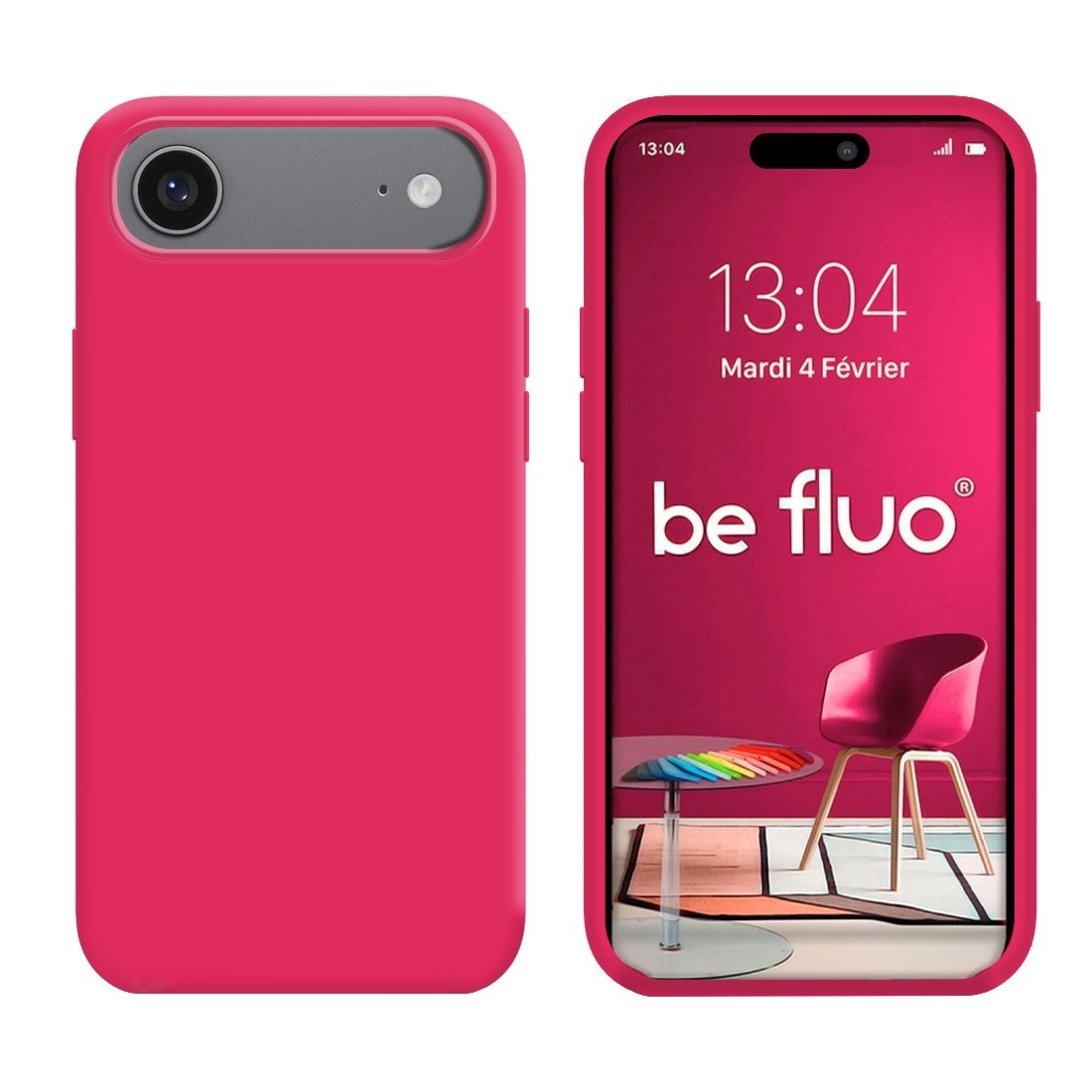 Coque Silicone Moxie BeFluo Fine et Légère pour iPhone 17 Air, Intérieur Microfibre - Framboise