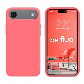 Coque Silicone Moxie BeFluo Fine et Légère pour iPhone 17 Air, Intérieur Microfibre - Rose