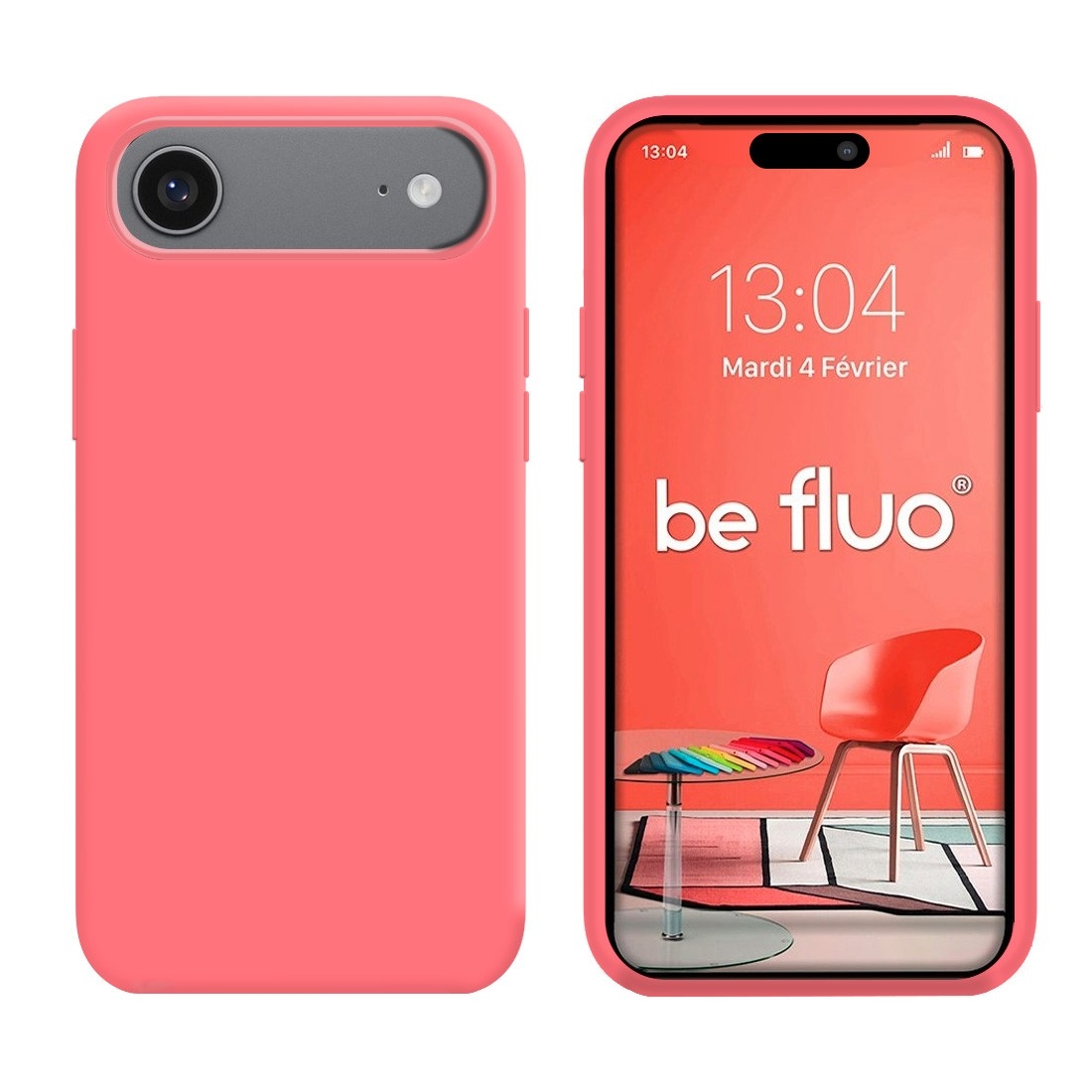 Coque Silicone Moxie BeFluo Fine et Légère pour iPhone 17 Air, Intérieur Microfibre - Rose