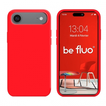 Coque Silicone Moxie BeFluo Fine et Légère pour iPhone 17 Air, Intérieur Microfibre - Rouge