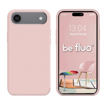 Coque Silicone Moxie BeFluo Fine et Légère pour iPhone 17 Air, Intérieur Microfibre - Rose sable