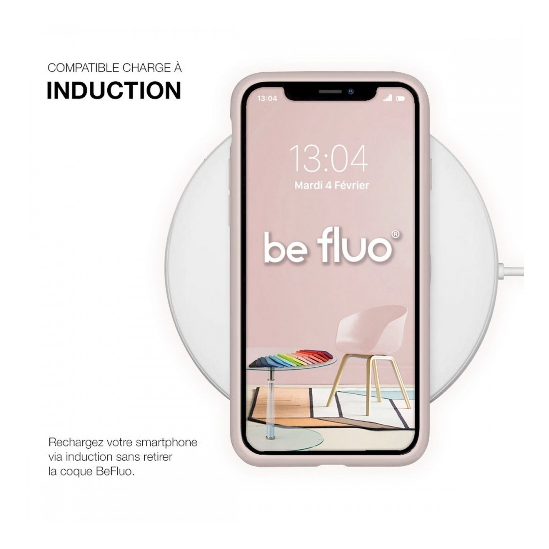 Coque Silicone Moxie BeFluo Fine et Légère pour iPhone 17 Air, Intérieur Microfibre - Rose sable