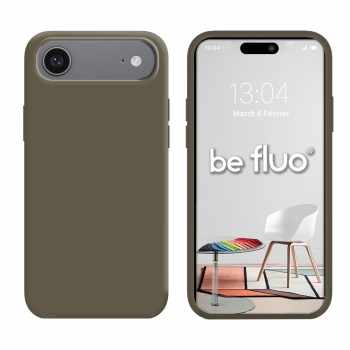 Coque Silicone Moxie BeFluo Fine et Légère pour iPhone 17 Air, Intérieur Microfibre - Kaki