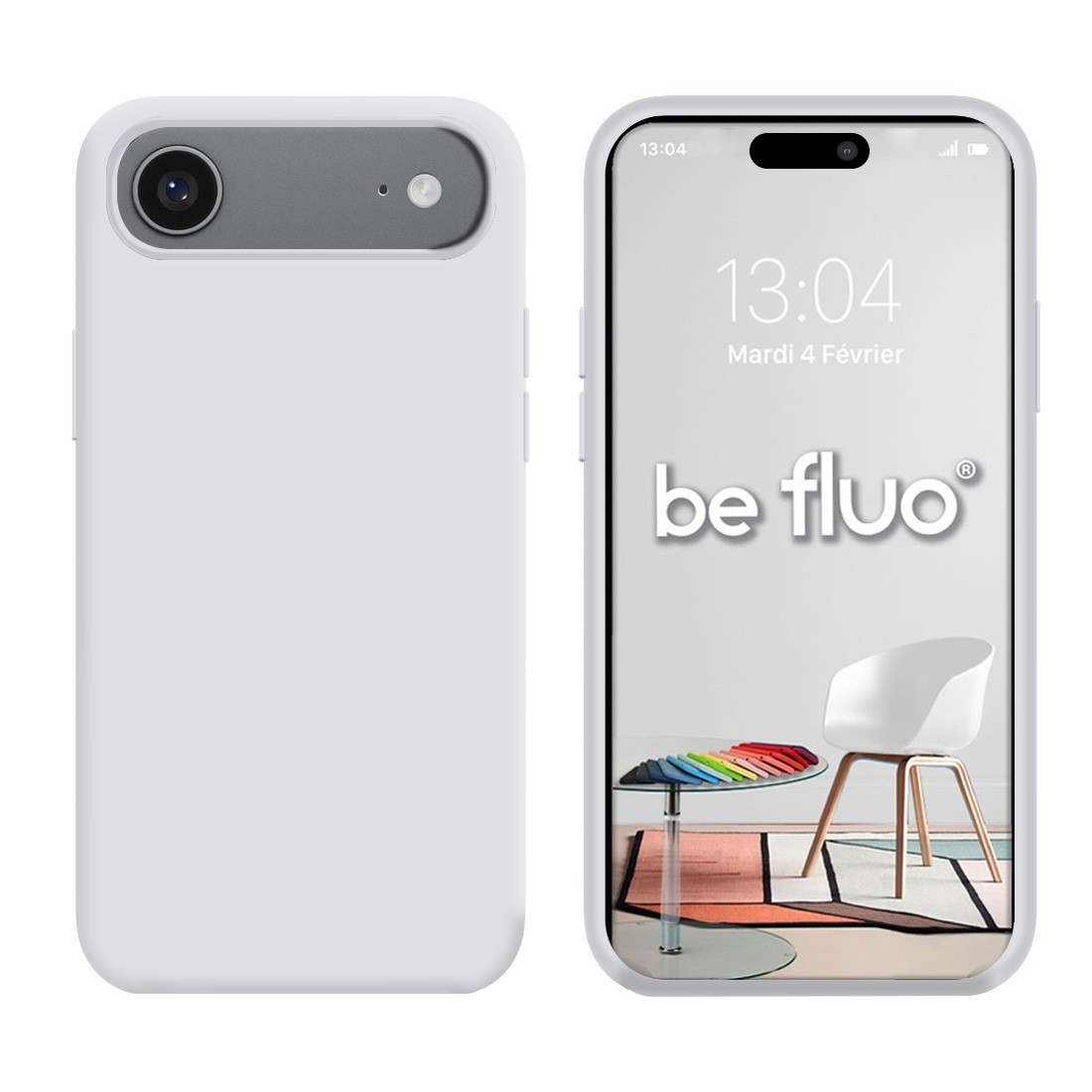 Coque Silicone Moxie BeFluo Fine et Légère pour iPhone 17 Air, Intérieur Microfibre - Blanc