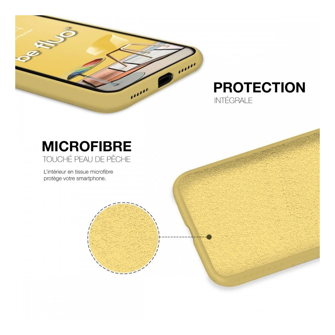Coque Silicone Moxie BeFluo Fine et Légère pour iPhone Air, Intérieur Microfibre - Jaune
