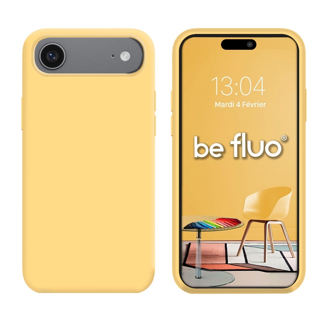 Coque Silicone Moxie BeFluo Fine et Légère pour iPhone Air, Intérieur Microfibre - Jaune