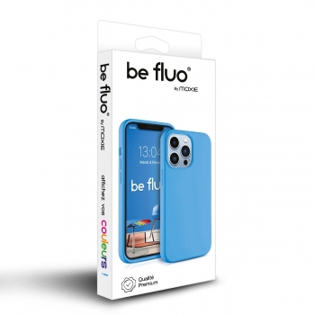 Coque Silicone Moxie BeFluo Fine et Légère pour iPhone 17 Pro, Intérieur Microfibre - Bleu clair