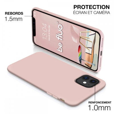 Coque Silicone Moxie BeFluo Fine et Légère pour iPhone 17 Pro, Intérieur Microfibre - Rose sable