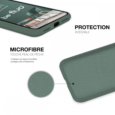 Coque Silicone Moxie BeFluo Fine et Légère pour iPhone 17 Pro, Intérieur Microfibre - Pin vert