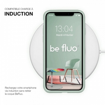 Coque Silicone Moxie BeFluo Fine et Légère pour iPhone 17 Pro, Intérieur Microfibre - Menthe