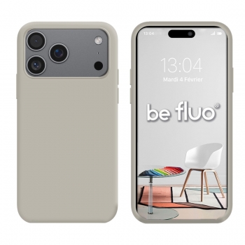 Coque Silicone Moxie BeFluo Fine et Légère pour iPhone 17 Pro, Intérieur Microfibre - Gris nardo