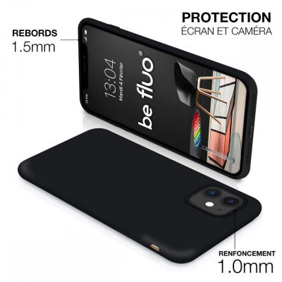 Coque Silicone Moxie BeFluo Fine et Légère pour iPhone 17 Pro Max, Intérieur Microfibre - Noir