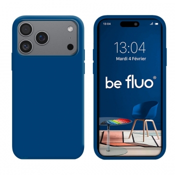 Coque Silicone Moxie BeFluo Fine et Légère pour iPhone 17 Pro Max, Intérieur Microfibre - Bleu marine