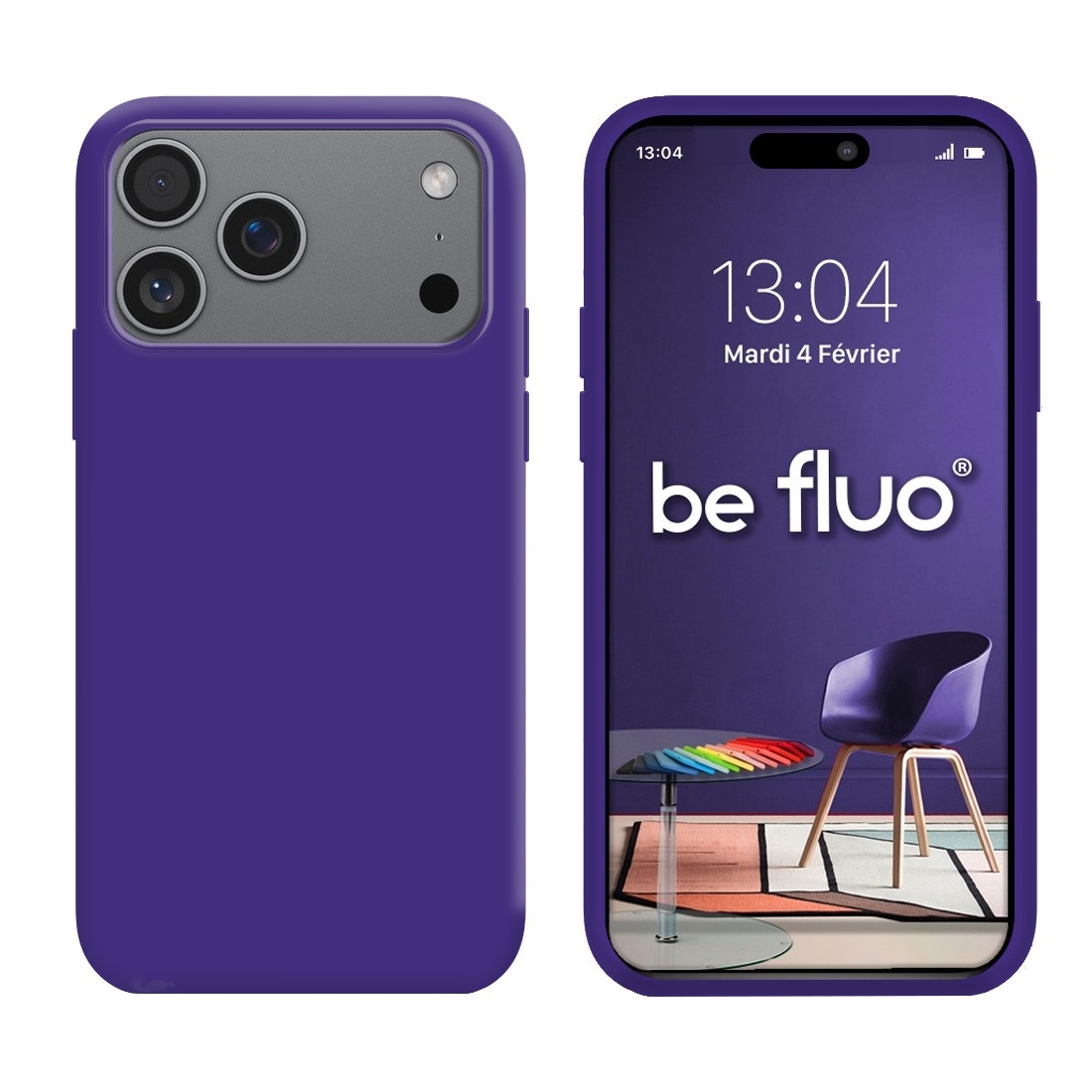 Coque Silicone Moxie BeFluo Fine et Légère pour iPhone 17 Pro Max, Intérieur Microfibre - Violet