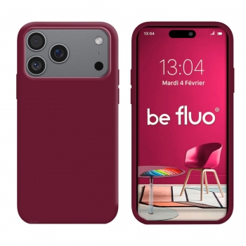 Coque Silicone Moxie BeFluo Fine et Légère pour iPhone 17 Pro Max, Intérieur Microfibre - Lie de vin