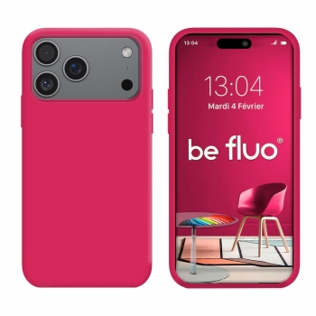 Coque Silicone Moxie BeFluo Fine et Légère pour iPhone 17 Pro Max, Intérieur Microfibre - Framboise
