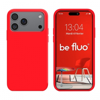 Coque Silicone Moxie BeFluo Fine et Légère pour iPhone 17 Pro Max, Intérieur Microfibre - Rouge