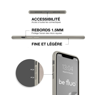Coque Silicone Moxie BeFluo Fine et Légère pour iPhone 17 Pro Max, Intérieur Microfibre - Gris nardo